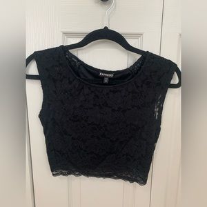 EXPRESS Black lace crop top